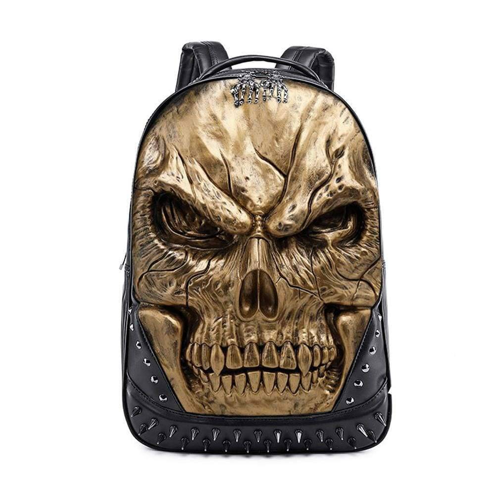 Mochila 3D con diseño de calavera grande, con remaches, ideal para el tiempo libre
