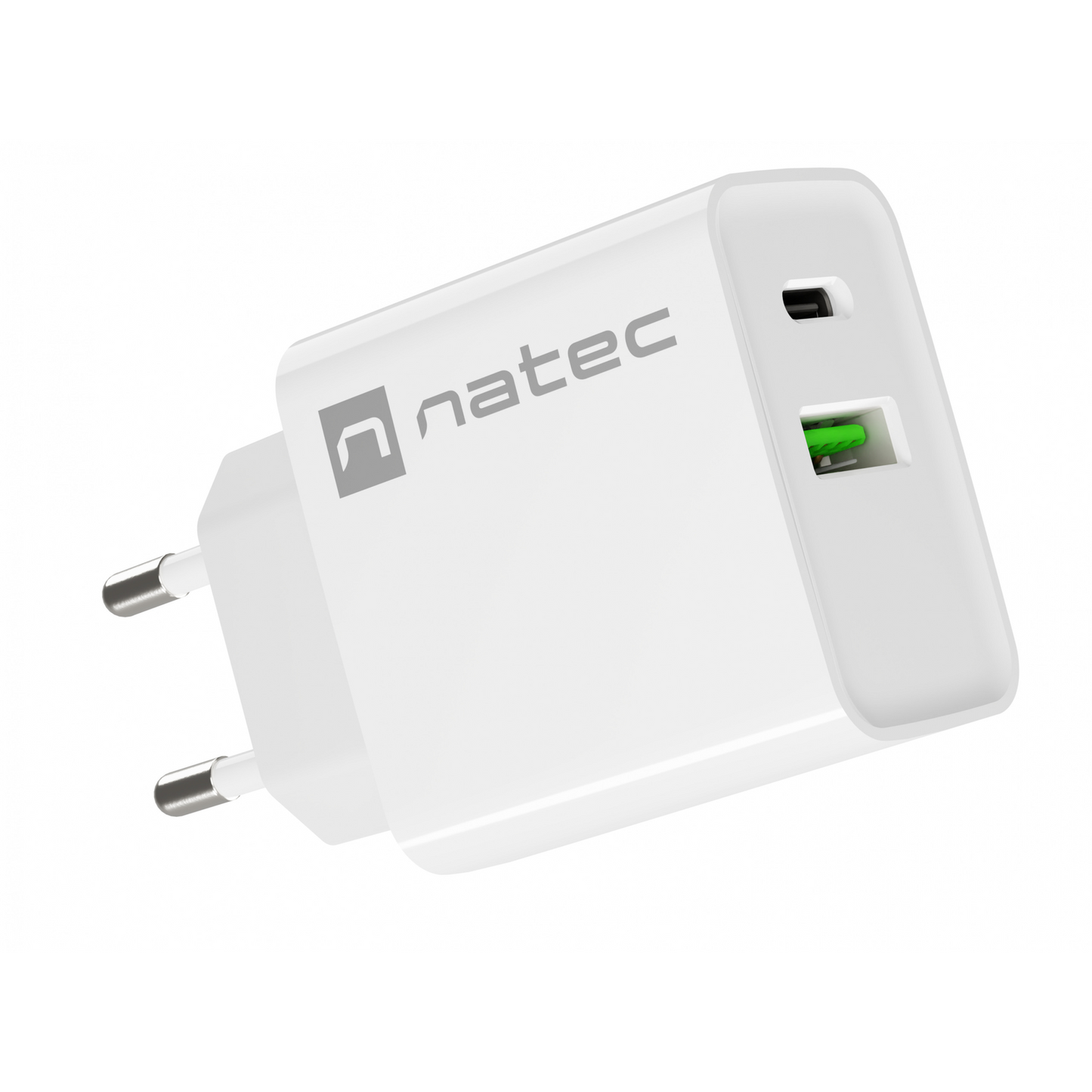 Natec Ribera NUC-2061 USB-C / USB-A Hálózati töltő - Fehér (20W) (NUC-2061)