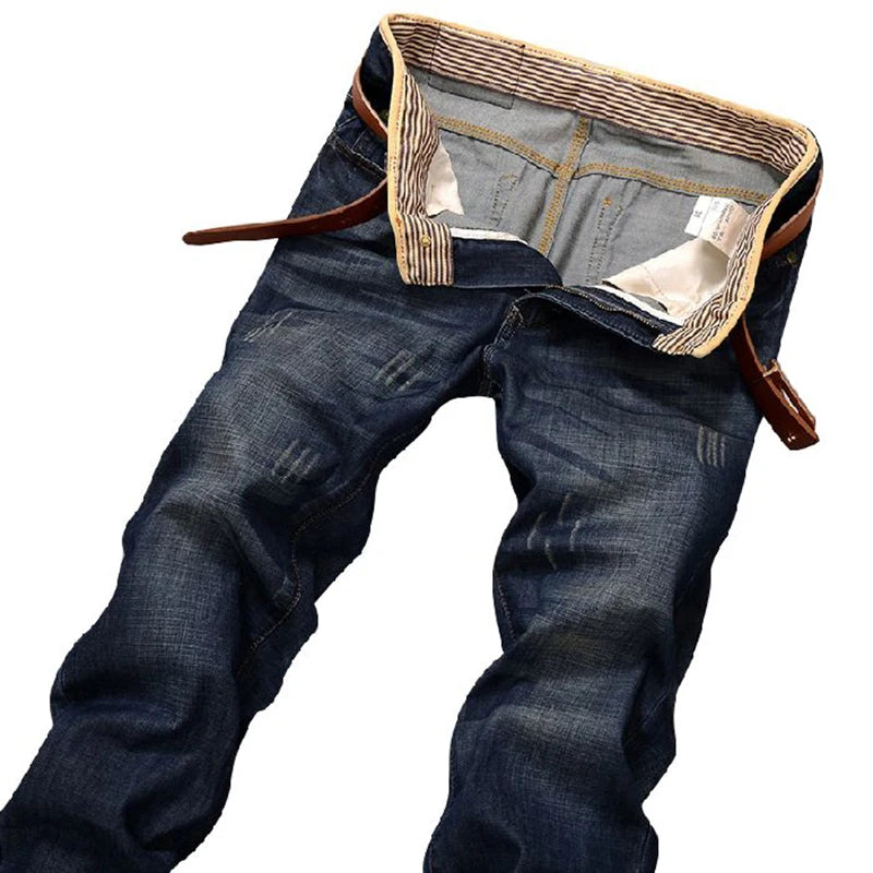 2025 New Men's Jean Spring Autumn Straight Trendy Pants Casual Denim Trousers Men Classic slim Stretch Jeans Fashion
