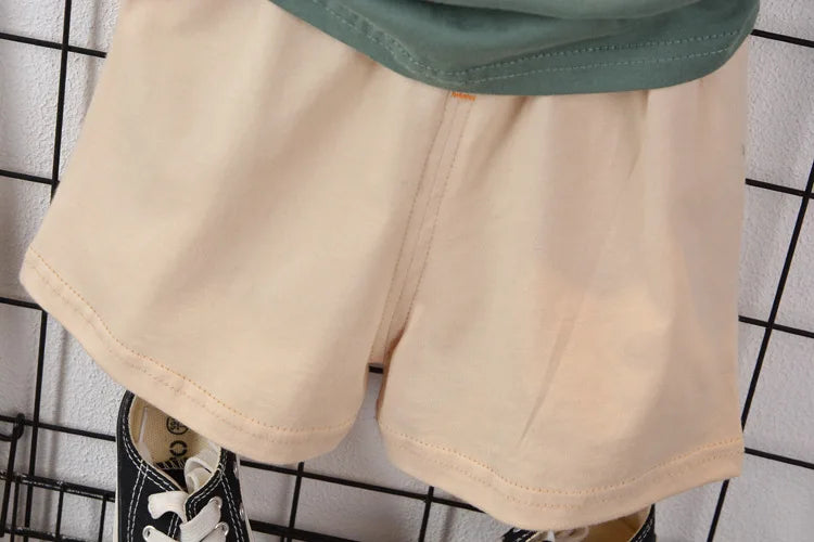 0-5 Years Old Boy Simple Korean Fashion T-Shirt + Baby Summer Cotton Shorts Suit