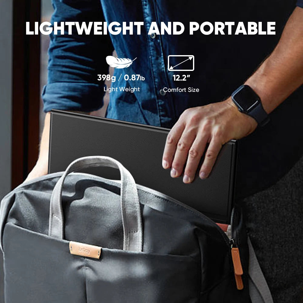 12.2 Inch Portable PC Monitor IPS 1920*1200 Resolution Dual Built-In Speakers 16:10 HD VESA Mountable Business Screen for Laptop