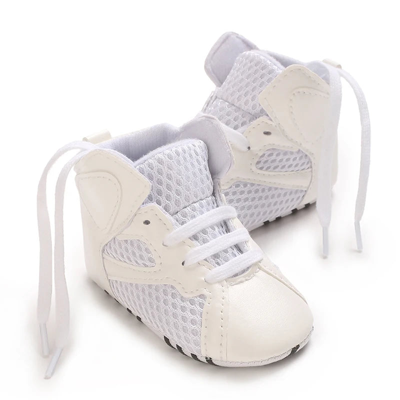 0-18 Months Infant Spring Shoe Newborn Infant Girls and Boys Recreational Baptism Non-Slip Walking Shoe White Soft-soled Sneaker