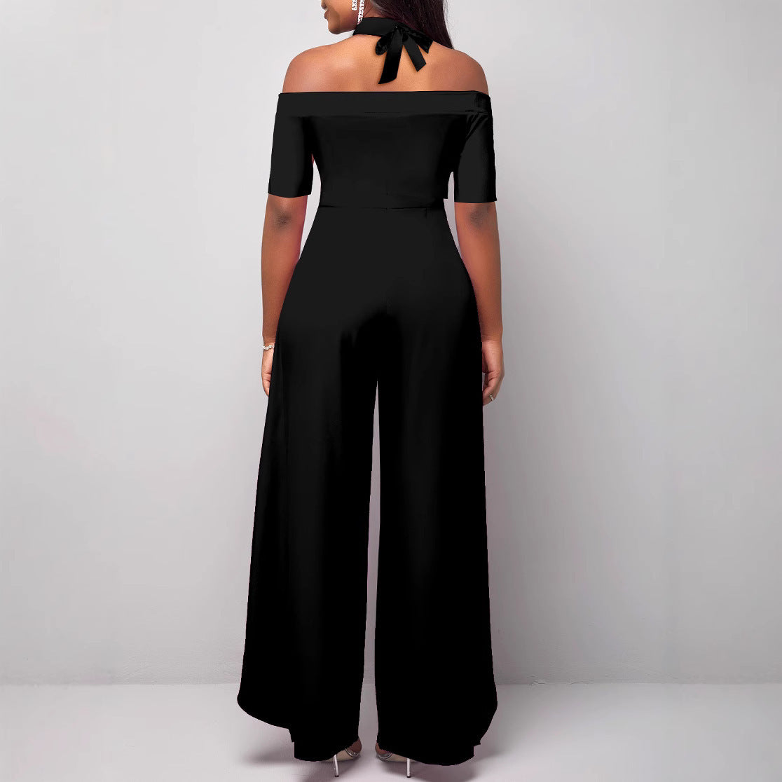 Mono de manga corta con hombros descubiertos y color liso para mujer, estilo europeo y americano