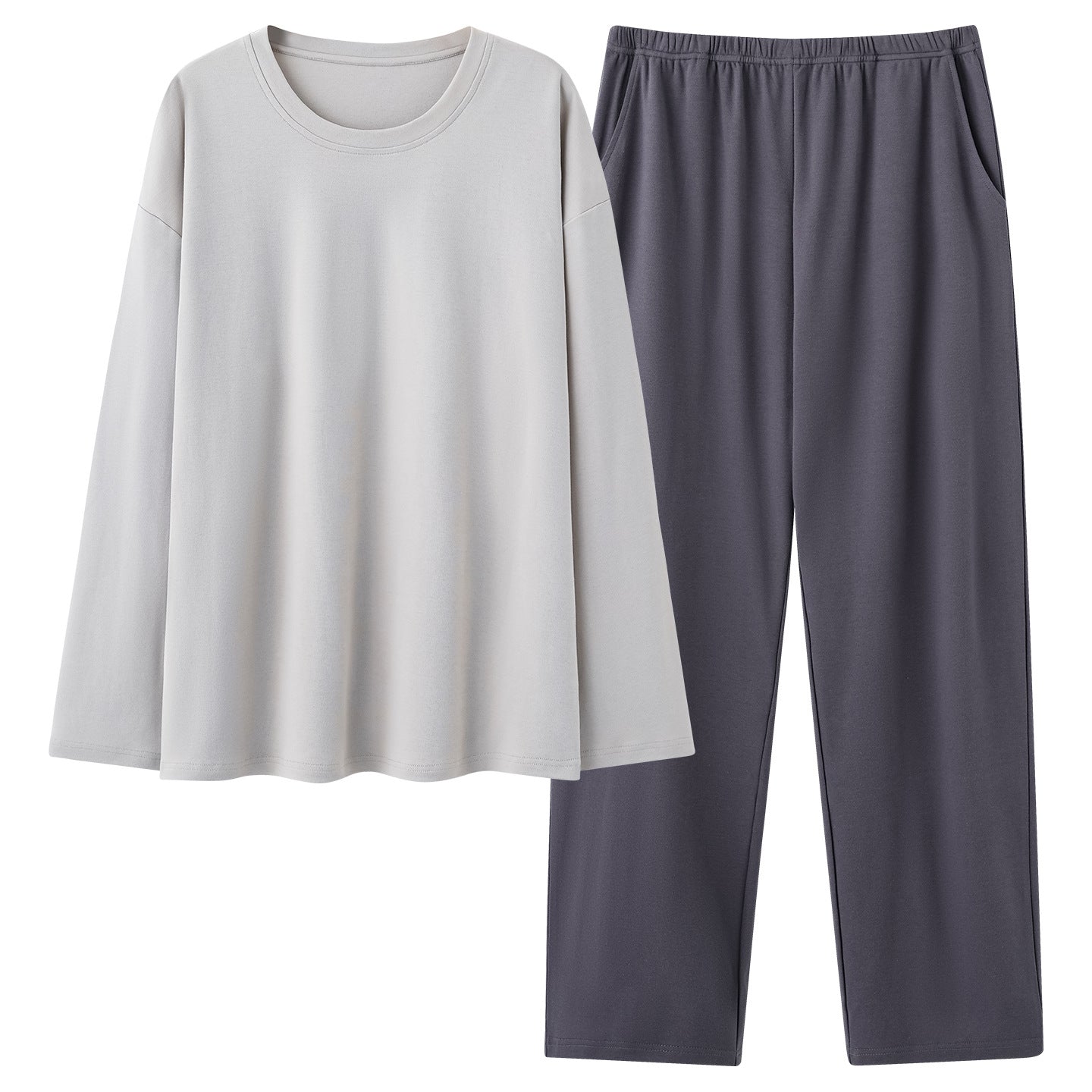 Conjunto de pijama para hombre de 100% algodón con camiseta de manga larga y pantalón largo.