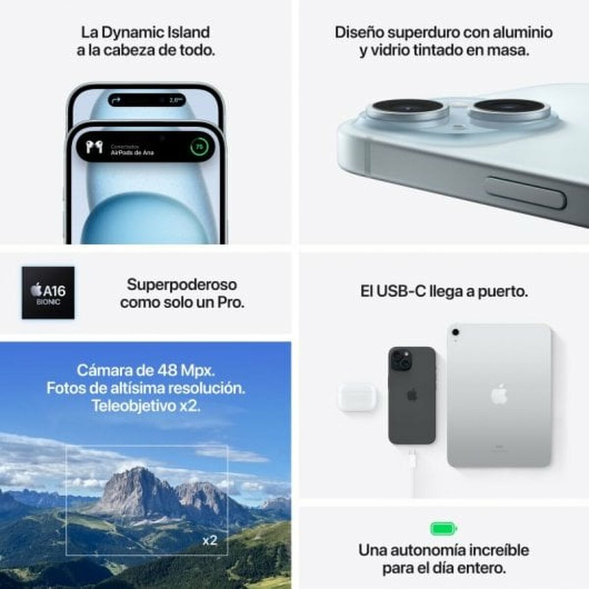 Teléfono inteligente Apple iPhone 15 6,1" 128 GB Verde
