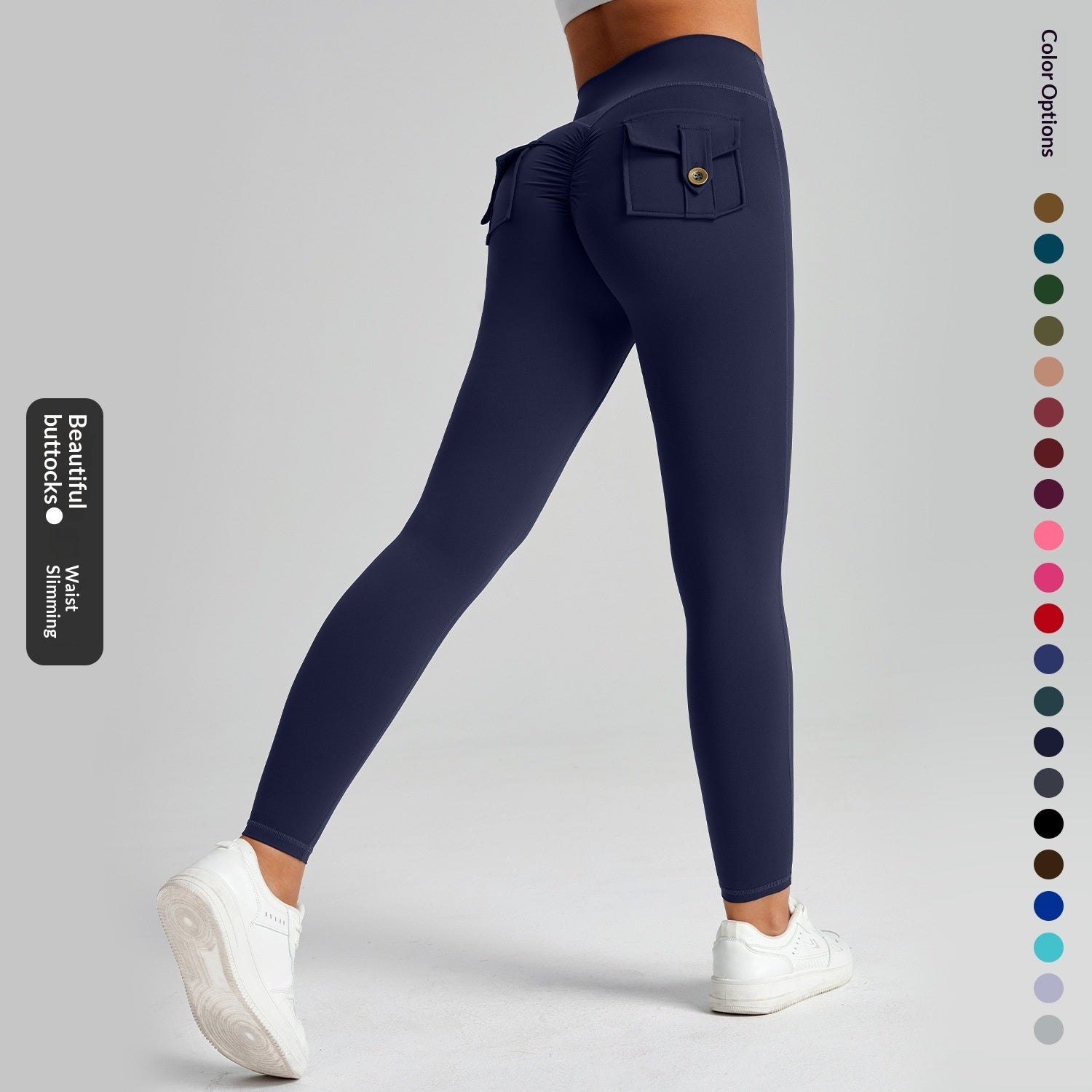 Pantalones de yoga para mujer, de cintura alta, elásticos y ajustados, que realzan los glúteos.