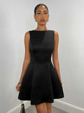 Solid-color A-line Sleeveless Slim-fit Elegant Tea Party Dress