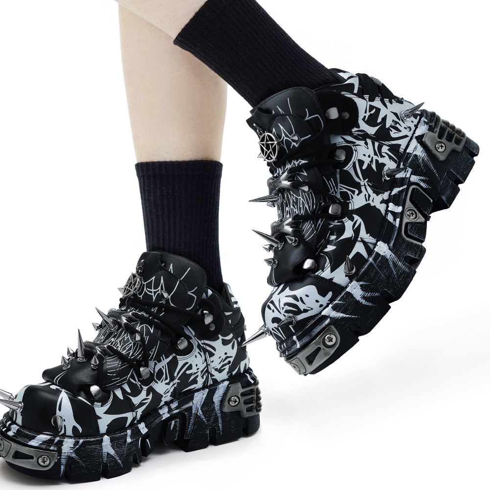 Dark Spikes Platform Shoes Punk Rock Pumps