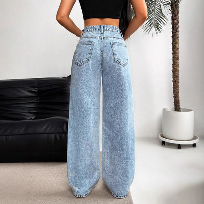 High-waisted Straight Versatile Slim-fit Women's Jeans
