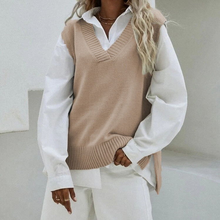 Chaleco de punto sin mangas de nuevo estilo para mujer