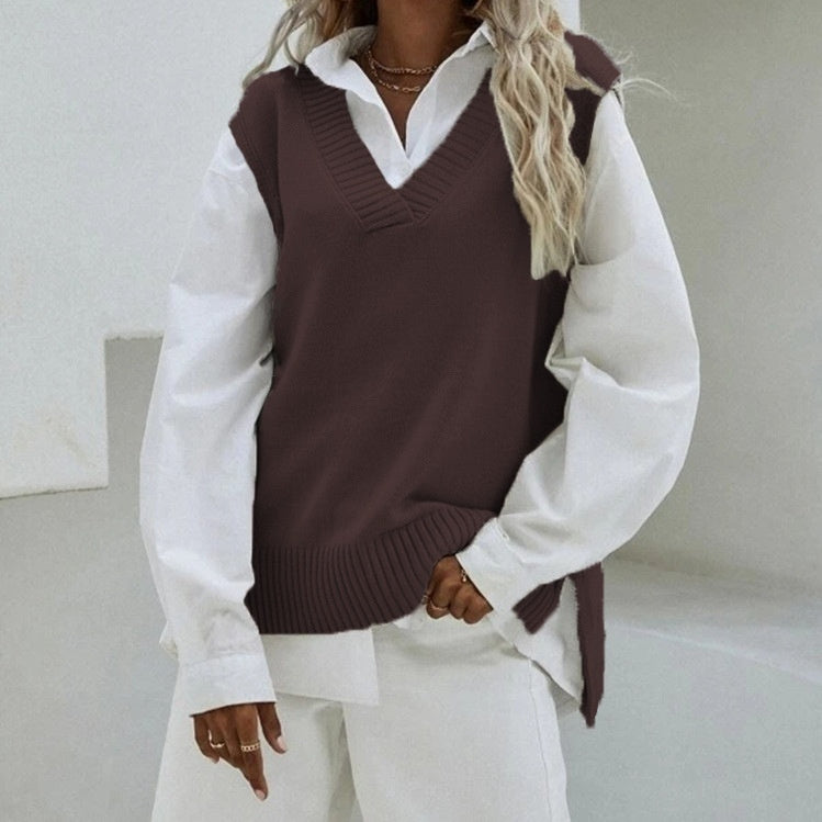 Chaleco de punto sin mangas de nuevo estilo para mujer