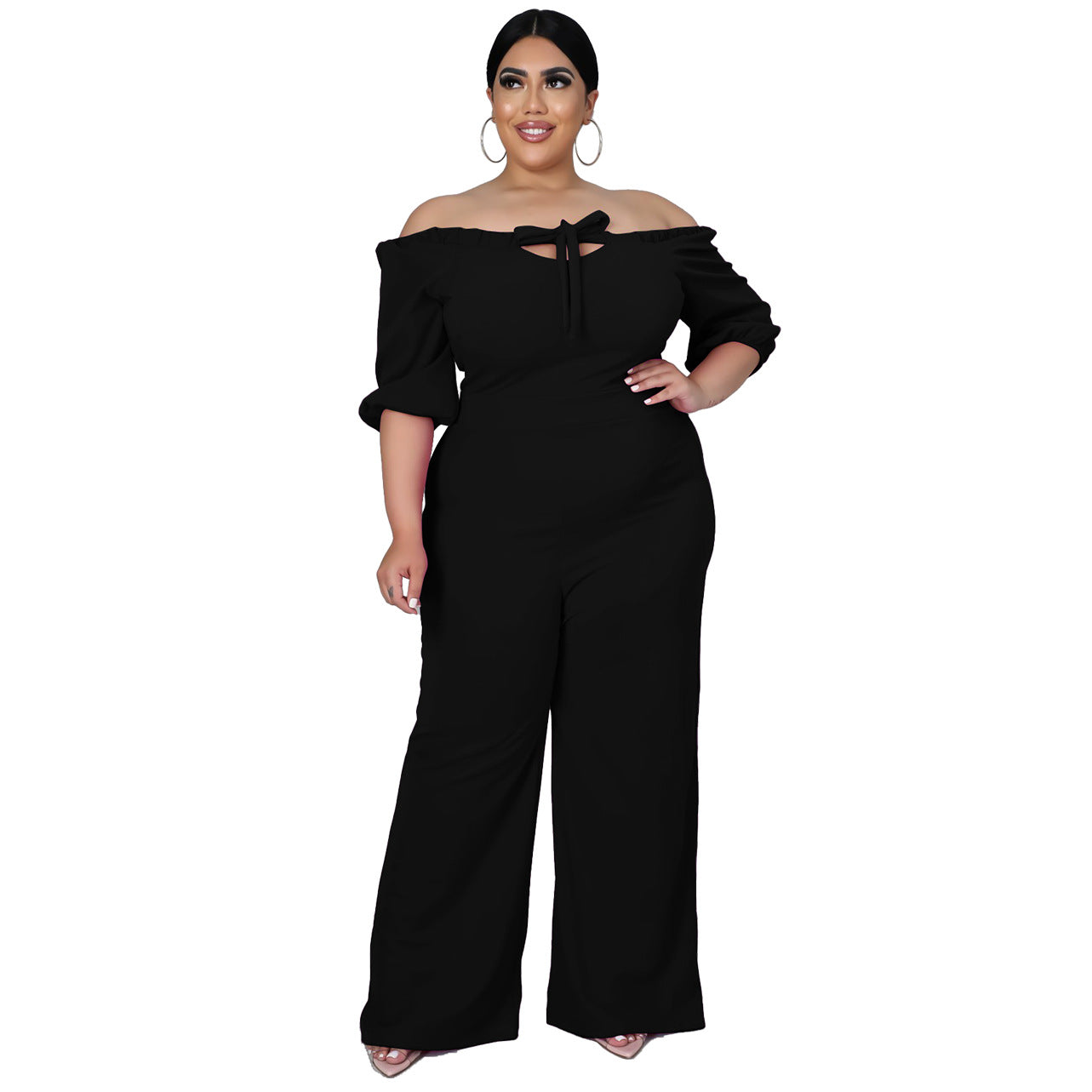 Women's Plus-Size Off-the-Shoulder Sexy Tube Jumpsuit