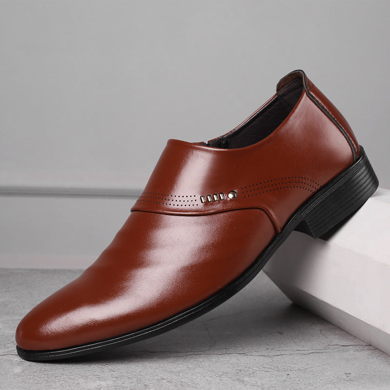 Zapatos casuales de punta puntiaguda para hombre, zapatos de cuero para hombre.