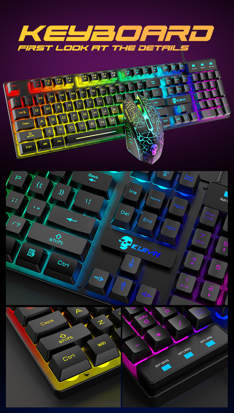 Juego de teclado y ratón luminosos Kuiying T6RGB
