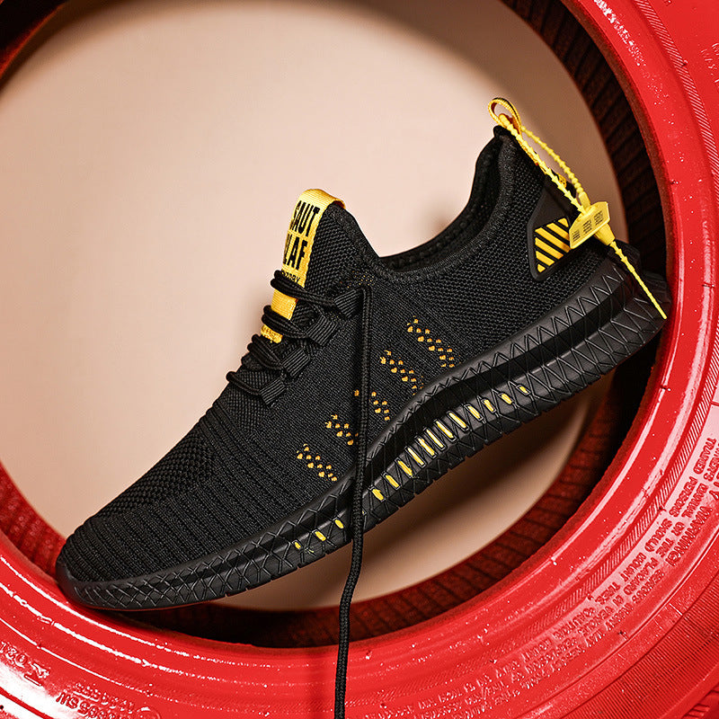 Zapatos de hombre de talla grande, suela plana, deportivos y de ocio, zapatos coreanos de malla transpirable, zapatos de malla para correr