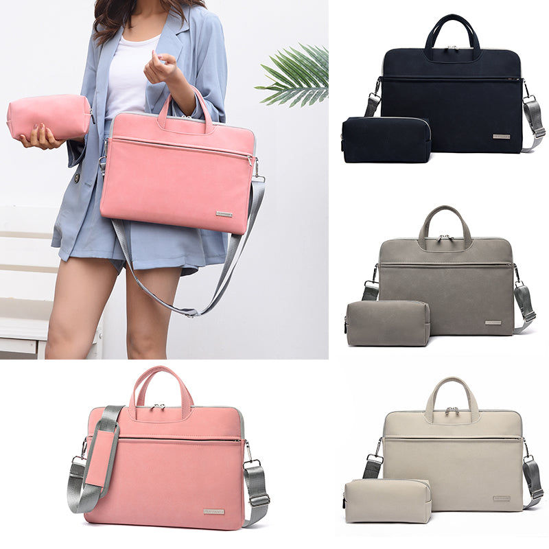 Bolso de piel sintética para portátil, maletín para MacBook Air de 13,3, 14 y 15,6 pulgadas, bolso de hombro para hombre y mujer.