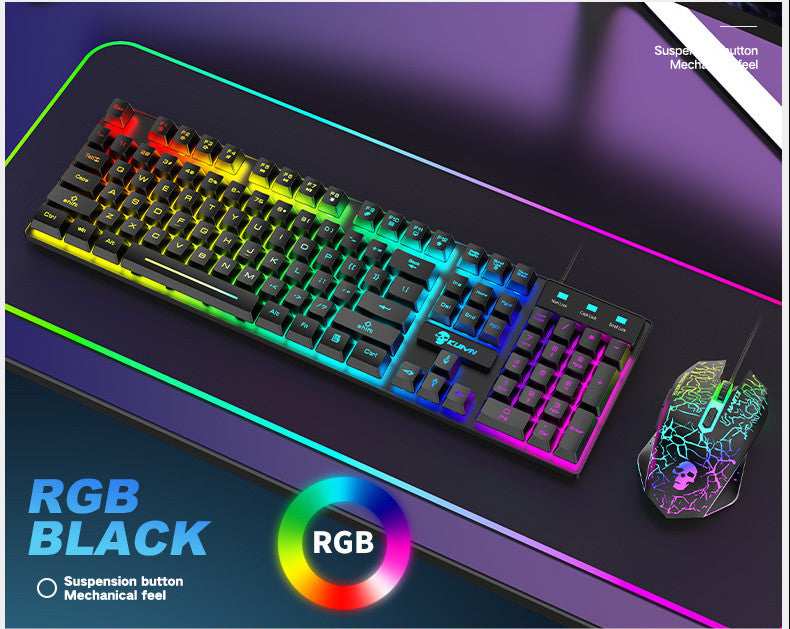 Juego de teclado y ratón luminosos Kuiying T6RGB