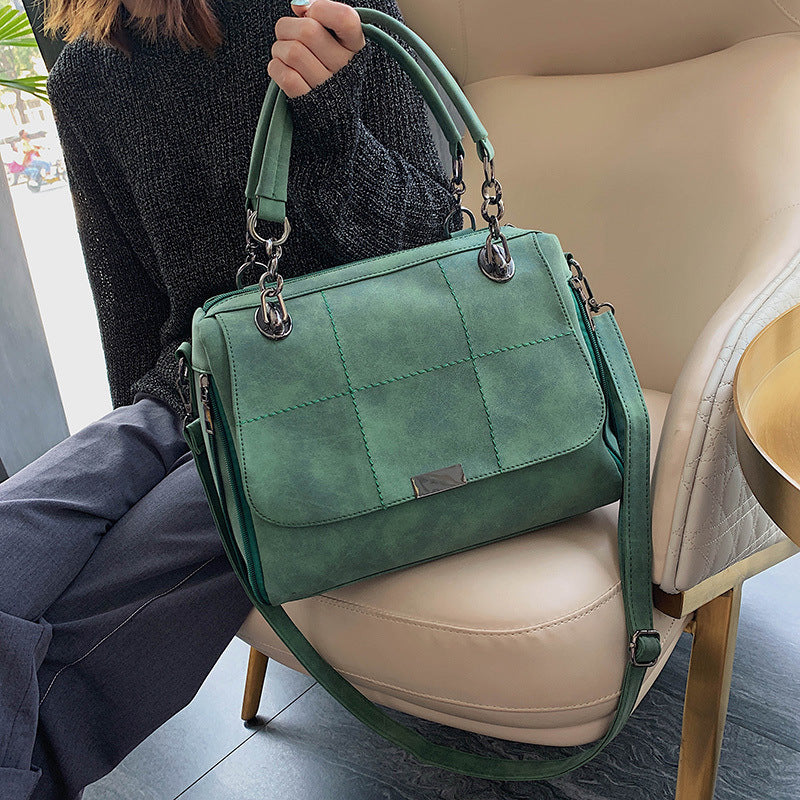 Bolso de hombro tipo bandolera de piel sintética color verde matcha para mujer, de gran capacidad, estilo Boston, para viaje.