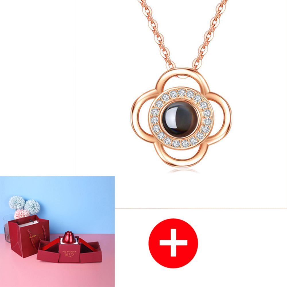 Regalos populares para el Día de San Valentín: collar con caja de regalo de joyería de rosa de metal para boda, collar para novia, regalos
