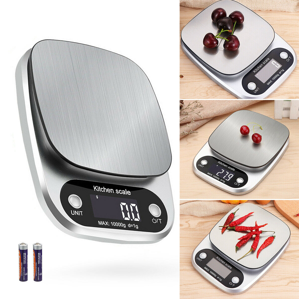 Báscula digital para cocina, multifunción, 22 lb, 1 g, de acero inoxidable, para pesar alimentos, para correos