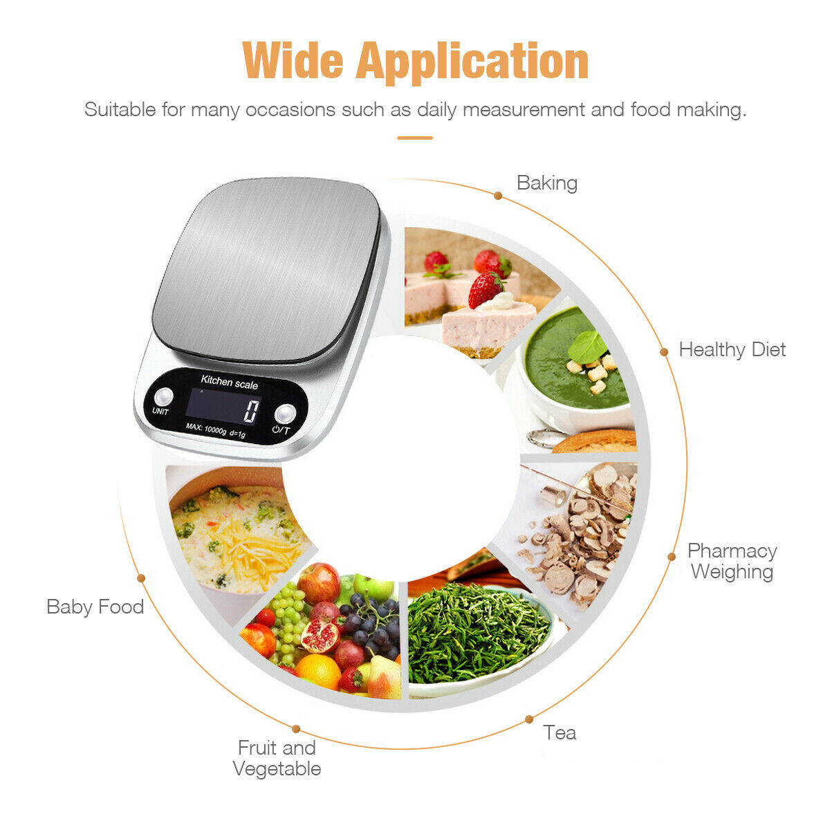 Báscula digital para cocina, multifunción, 22 lb, 1 g, de acero inoxidable, para pesar alimentos, para correos