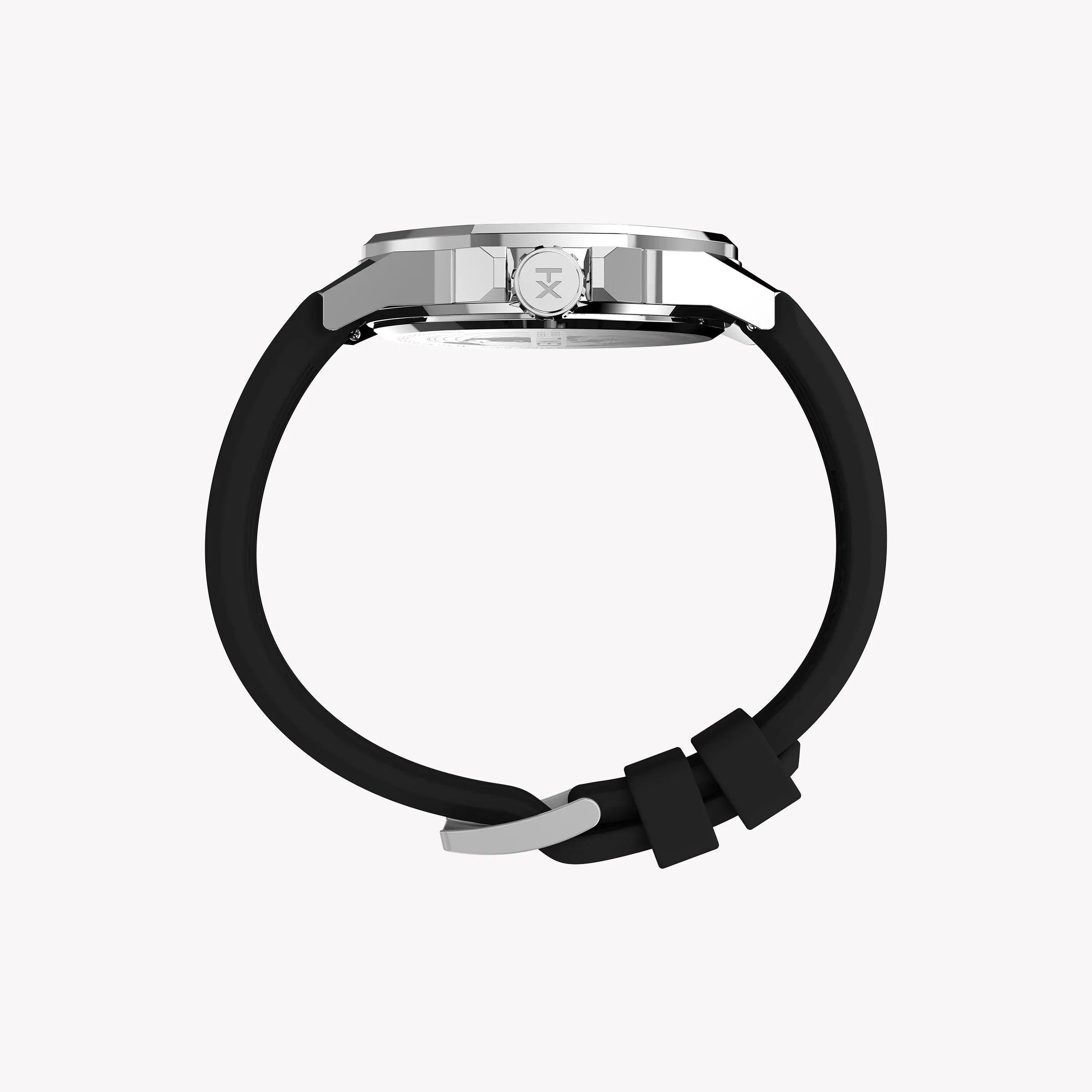 Reloj Timex de silicona negra para hombre, caja plateada | Tw2w42900