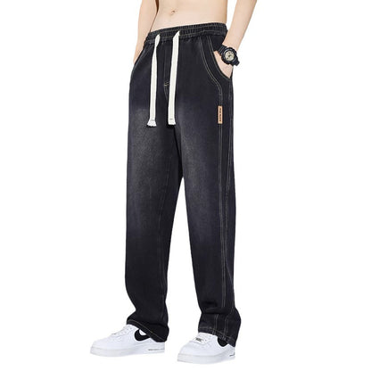 American Retro Men's Straight Loose Elastic Waist Casual Pants