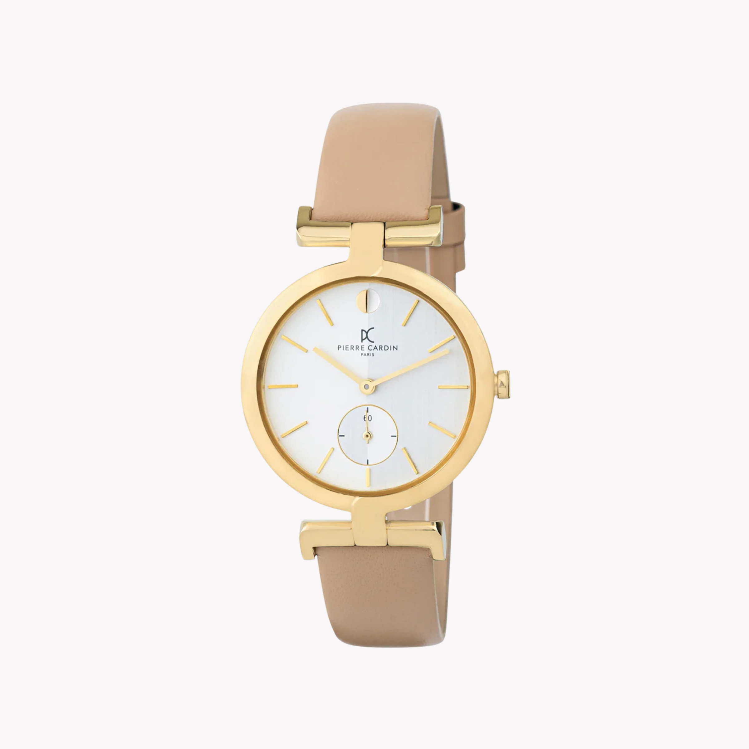 Reloj Pierre Cardin para mujer de piel beige con esfera plateada | Cmd.3517
