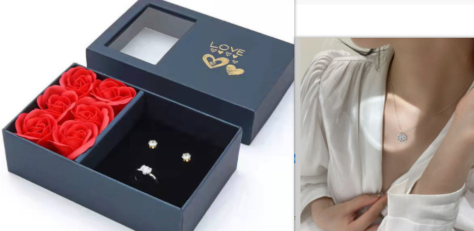 Collar con colgante de trébol de cuatro hojas con forma de corazón plegable magnético retro para mujer, cadena de clavícula de amor, regalos, gargantilla que se puede abrir, joyería