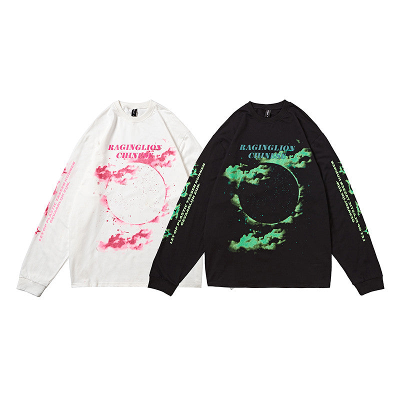 Burning Cloud Retro Design Ins Loose Oversize Long Sleeve T-Shirt
