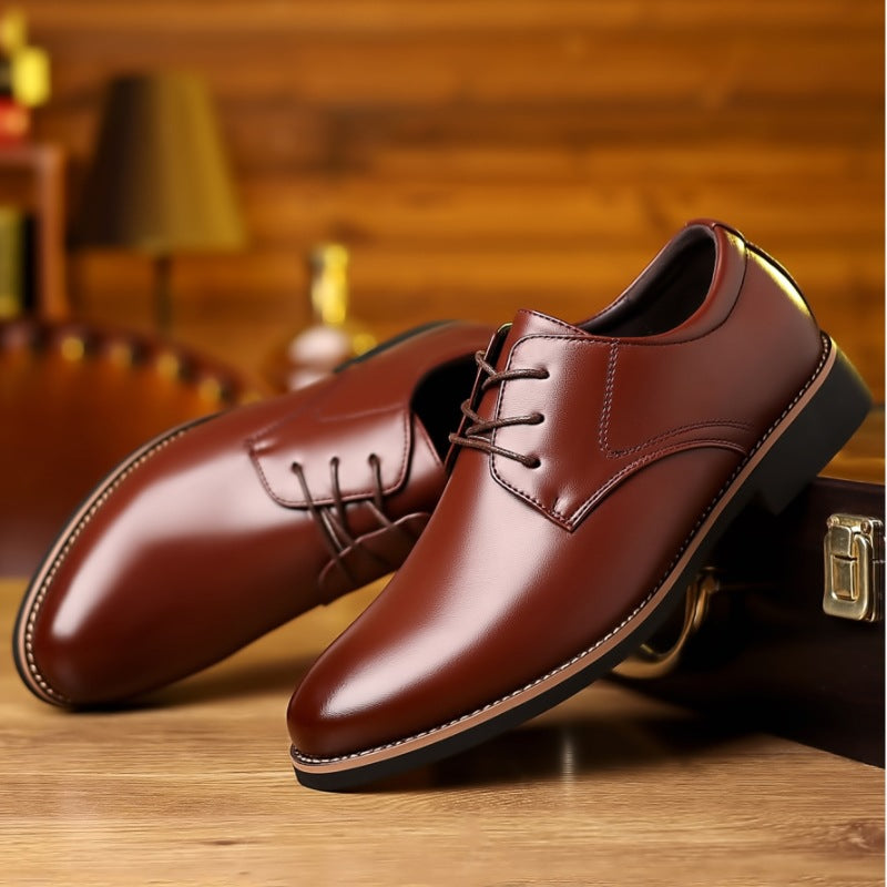 Zapatos formales de negocios de talla grande de cuero negro para hombre