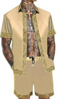 Men's Casual Loose Short Sleeves Shirt Shorts Hawaii Suit