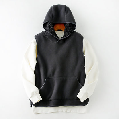 SLR Season New Two-side Button Slit Design Velvet Padded Hooded Vest
