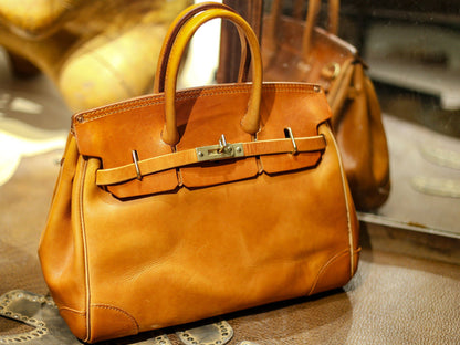 Unisex Genuine Vintage Vegetable Tanned Leather Satchel Flap Buckle Bag