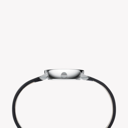 Pierre Cardin Women's Black Leather Watch, Silver Dial | Ccm.0504