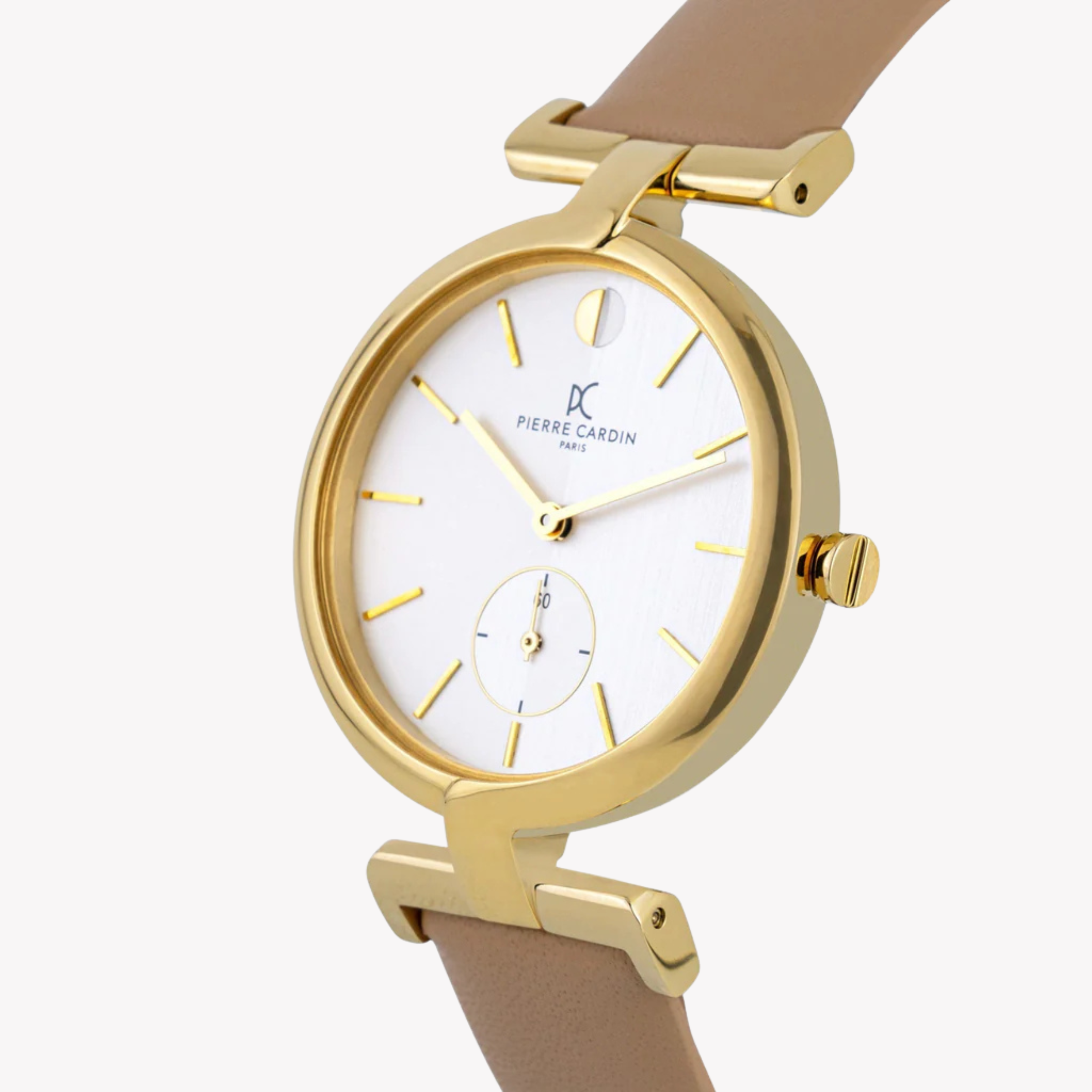 Reloj Pierre Cardin para mujer de piel beige con esfera plateada | Cmd.3517