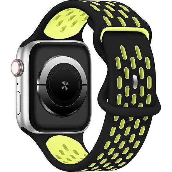 Beline Óraszíj Apple Watch New Sport Szilikon 42/44/45/49mm Fekete/Sárga Doboz (Beli02529)