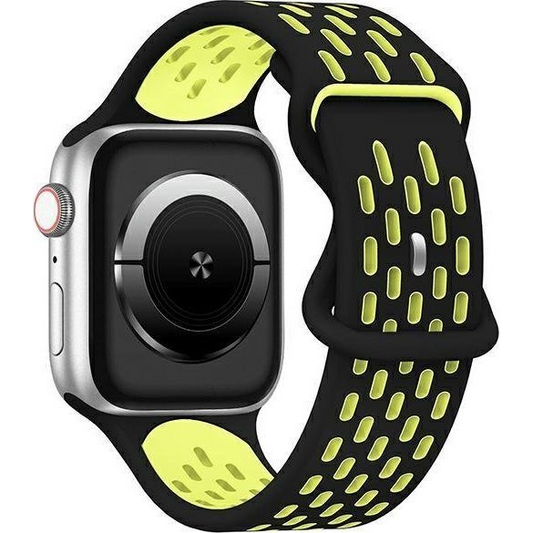 Beline Óraszíj Apple Watch New Sport Szilikon 42/44/45/49mm Fekete/Sárga Doboz (Beli02529)