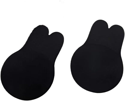 Rabbit Ears (Combo) Lifting Chest Pads, Push-Up Adhesive Bra For Women, Reusable, Black and Beige, 2 Pairs