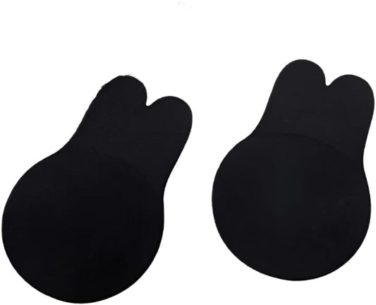 Rabbit Ears (Combo) Lifting Chest Pads, Push-Up Adhesive Bra For Women, Reusable, Black and Beige, 2 Pairs