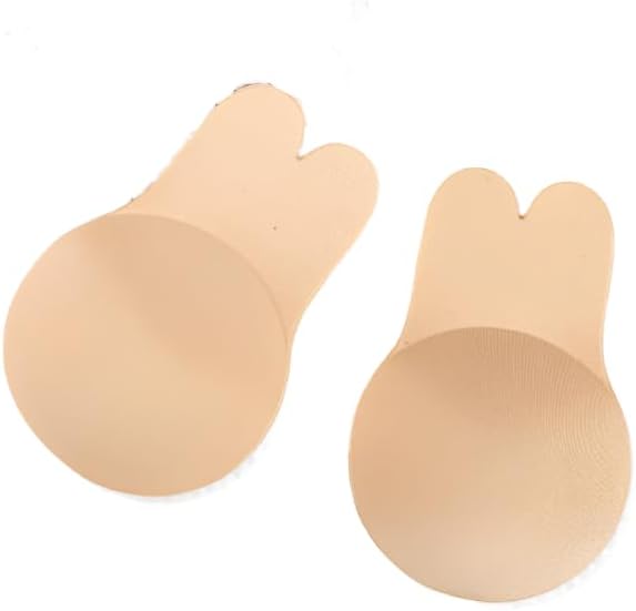 Rabbit Ears (Combo) Lifting Chest Pads, Push-Up Adhesive Bra For Women, Reusable, Black and Beige, 2 Pairs
