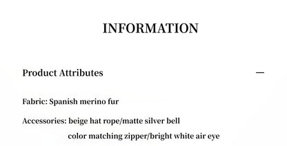 "Otaru Snow" casual hooded silhouette dropped shoulder merino wool sheepskin fur coat for women