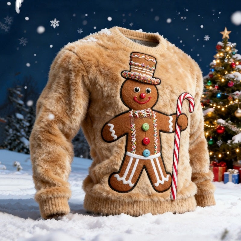 Sudadera de franela con estampado navideño de otoño e invierno