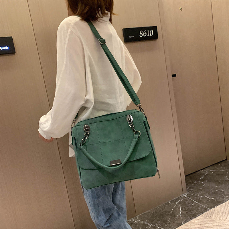Bolso de hombro tipo bandolera de piel sintética color verde matcha para mujer, de gran capacidad, estilo Boston, para viaje.