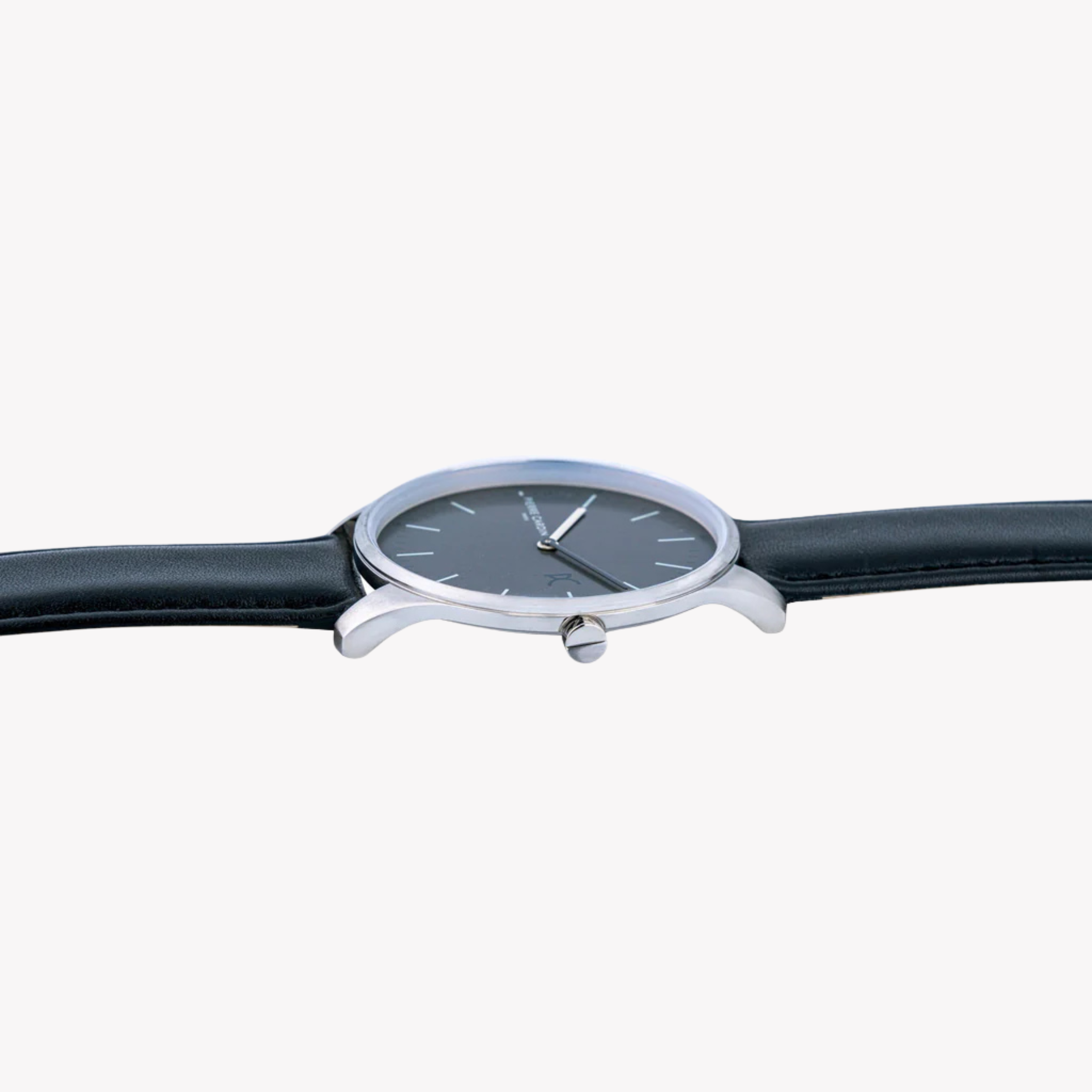 Reloj Pierre Cardin de cuero negro para hombre, esfera gris | Cba.4003