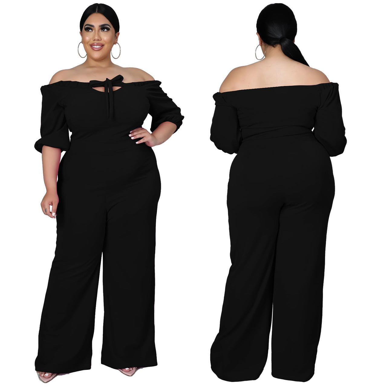 Women's Plus-Size Off-the-Shoulder Sexy Tube Jumpsuit