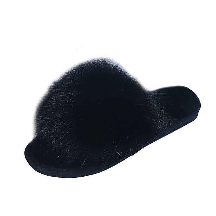 Pantuflas de lana de color liso de gamuza para otoño e invierno.