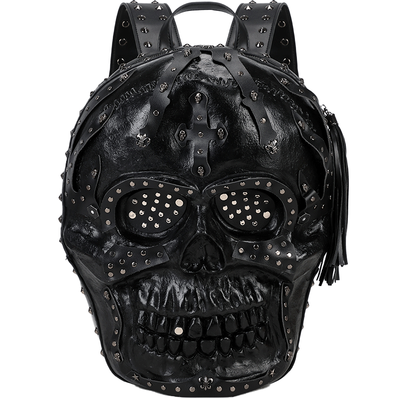 3D Backpack 3D  PU Leather Skull Studded Backpack