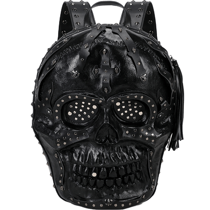 3D Backpack 3D  PU Leather Skull Studded Backpack