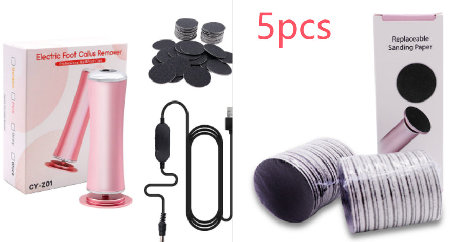 Removedor eléctrico de callos para pies, lima para talones, piel muerta, herramienta de pedicura, pulidor electrónico de pies y papel de lija de repuesto.